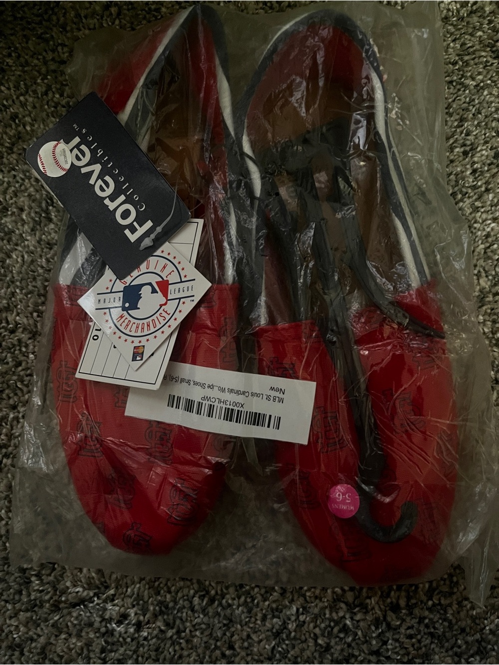 MLB Women's Red and Black Flats Loafers